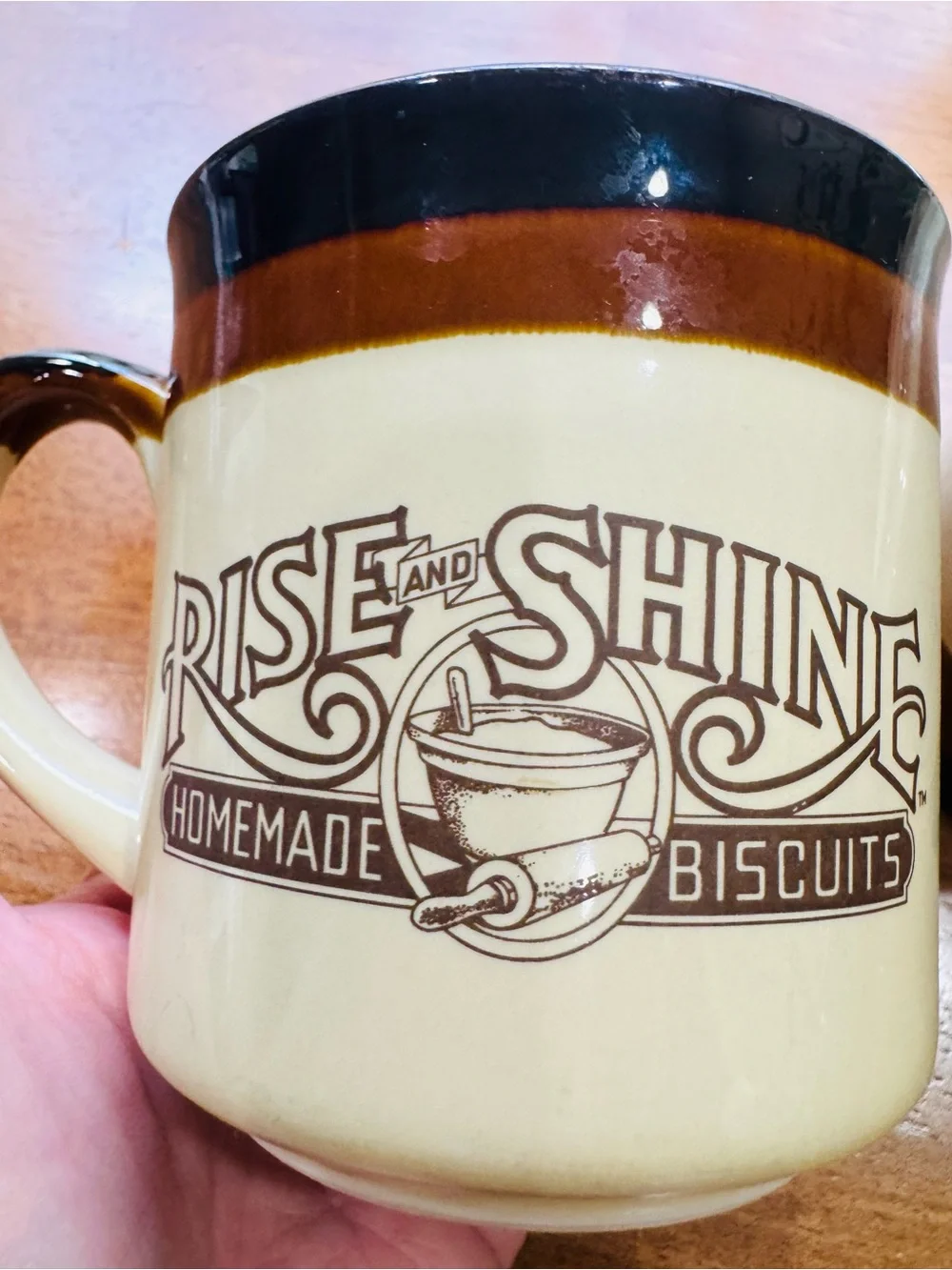 Vintage 1980’s Hardees Rise and Shine coffee mugs restaurant retro brown